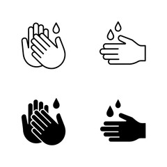 Obraz premium Hand washing icons with water drops for hygiene and cleanliness concepts