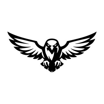 Logotipo con dibujo sencillo con l&iacute;neas de un ave de rapi&ntilde;a tipo &aacute;guila o halc&oacute;n con las alas abiertas volando