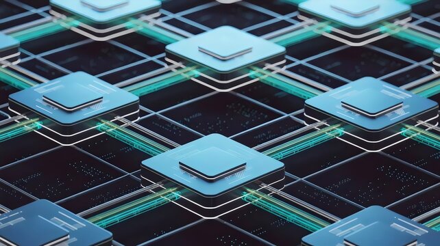 Balanced network of digital square platforms &ndash; Ideal for cloud computing, interconnected systems, or global connectivity.