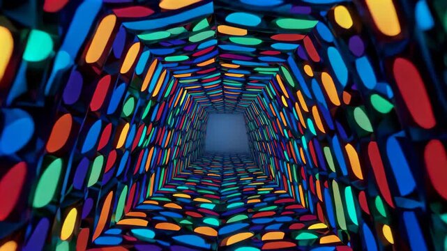 Colorful geometric pattern tunnel background material