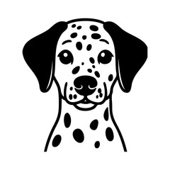 Dibujo sencillo con líneas de la cabeza de un simpático perro dálmata visto de frente © teracreonte