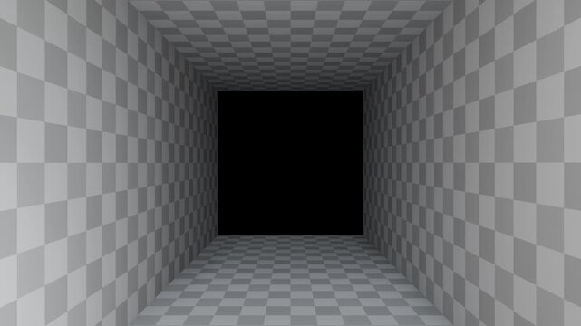 4K 3D looping background animation with checkered pattern moving forward with empty space in the middle.
