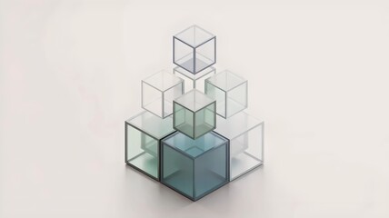 Obraz premium Stacking cubic modules forming skyscraper – Great for progress, architectural design, or step-by-step development.