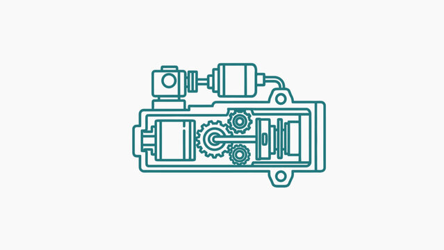Mechanical Device Technical Illustration Diagram.
