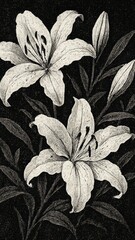 Naklejka premium Elegant lilies in monochrome mobile wallpaper