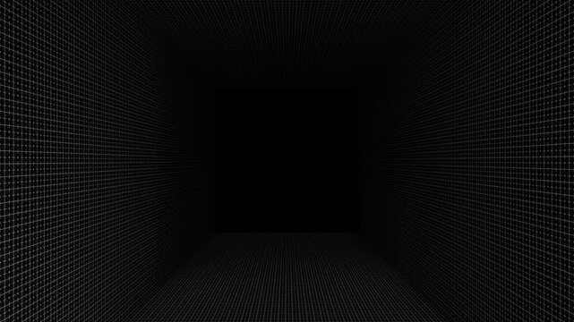 4K 3D looping background animation with grid pattern moving forward with empty space in the middle.