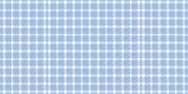 Seamless light blue and white gingham pattern with a soft linen fabric texture. Classic checkered background for picnic, kitchen, and textile design.