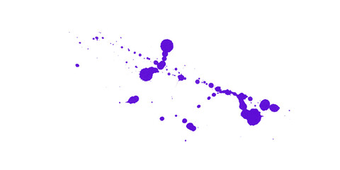 Fototapeta premium Vibrant purple paint splatter on a black background abstract ink drops mess artistic design texture graphic element inks