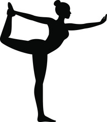 Fototapeta premium Silhouette of a woman performing a dancer's pose in yoga, highlighting flexibility and balance