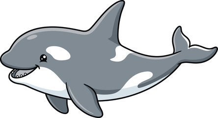Obraz premium A cheerful cartoon orca with a big smile and white spots