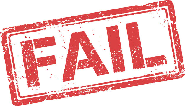Red fail stamp on white background, vector illustration of failure symbol