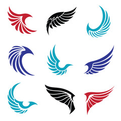 Obraz premium Colorful stylized bird wing in various colors feather black