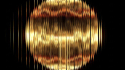 Striking golden fractal glass texture featuring ribbed distortion and mesmerizing light refraction, ideal for abstract designs, tech backgrounds, and modern visuals.