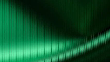 Fototapeten Fraktale Wellen Vibrant abstract image featuring a green fractal glass ribbed texture with dynamic light distortion, creating a futuristic and high-tech mood ideal for tech, design, and creative projects.  © Shabbir