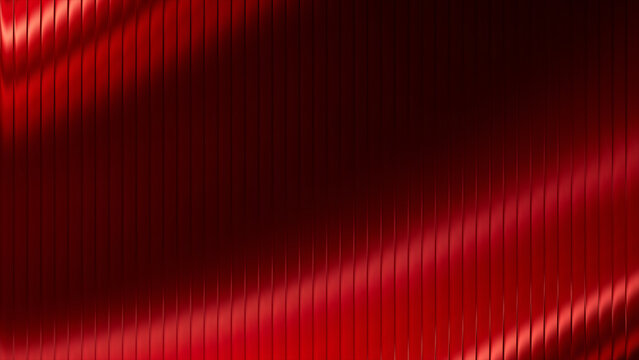 Striking close-up of glossy red fractal glass with ribbed, abstract texture, creating a bold and dynamic visual for digital art, backgrounds, and creative projects.