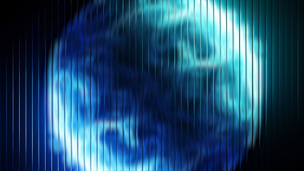 Vibrant blue abstract fractal glass texture featuring ribbed light distortion and dynamic digital wave patterns, ideal for tech, sci-fi, and modern design projects.