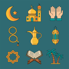 Obraz premium Eid al-fitr mubarak elements decoration, vector illustration design
