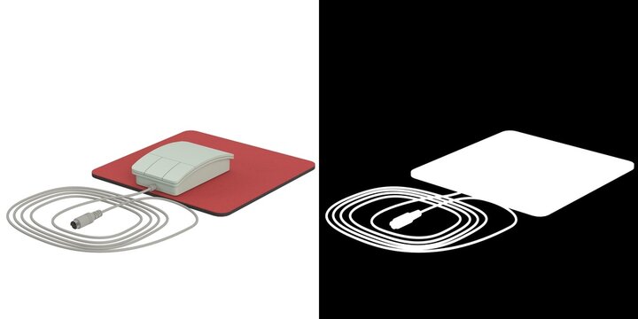3D rendering illustration of a Vintage 3-Button Computer Mouse