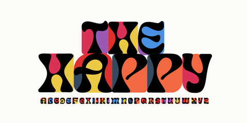 Fototapeta na wymiar Liquid Color Font Logo Fluid Alphabet Playful Letter Set Modern Typography, Creative Typographic Design for Title Text, Typo Poster Headline, Type Symbol Logotype, Colorful Fonts. Vector Typeface