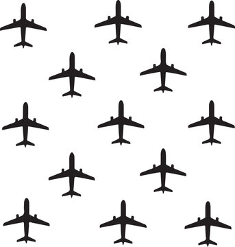 Formation of military aircraft in a grid pattern from a top view perspective Vector
