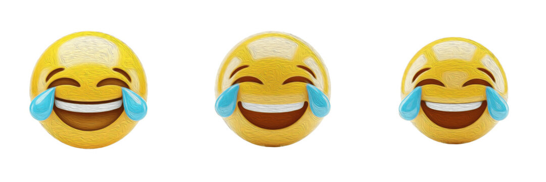 Set of 3D Rolling on the Floor Laughing Emojis with Tears of Joy Isolated on Transparent Background PNG