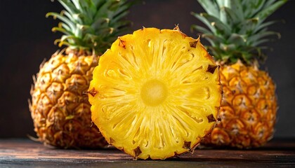 ripe pineapple on a black background