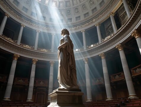 Marianne statue inside the national assembly chamber in Paris