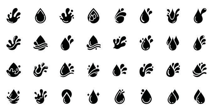 Illustration of Water Droplet Icons Set