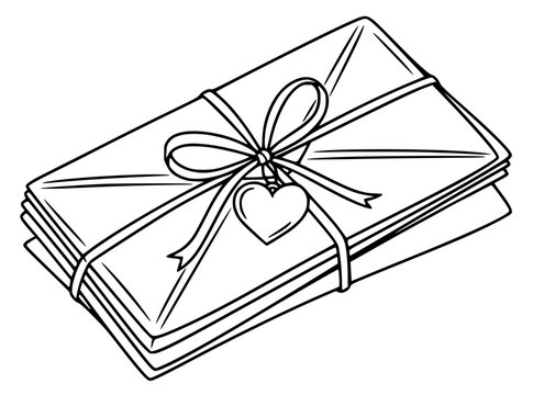 stack of envelopes with ribbon vector