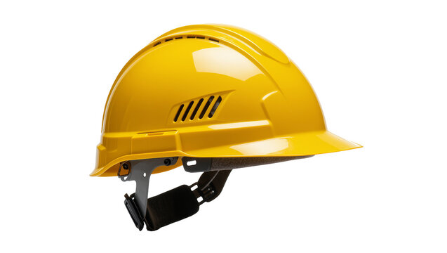 Isolated bright yellow construction hard hat safety helmet personal protective equipment
