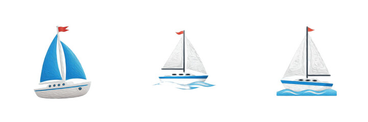 Set of stylized sailboat icons for nautical and travel themes © muhammad