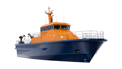 Fototapeta premium Isolated robust marine pilot boat or search and rescue vessel for maritime operations