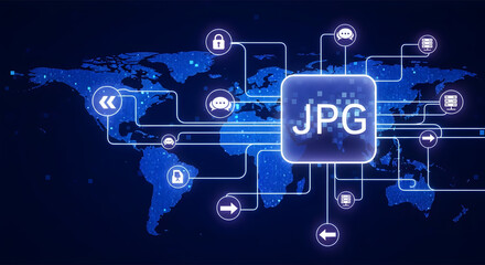 Obraz premium Global network connection with jpg file sharing