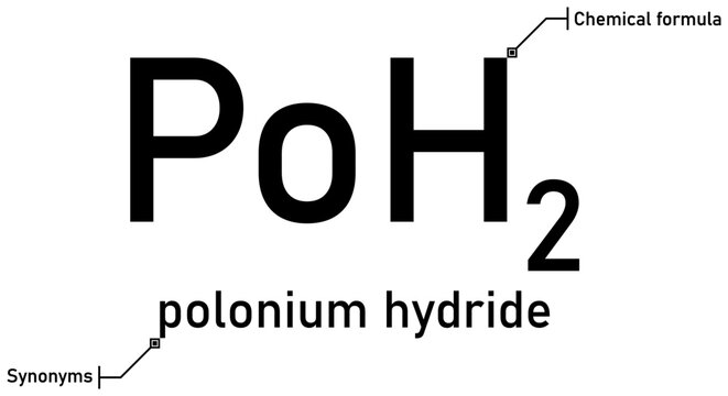 Polonium hydride chemical formula with callout titles