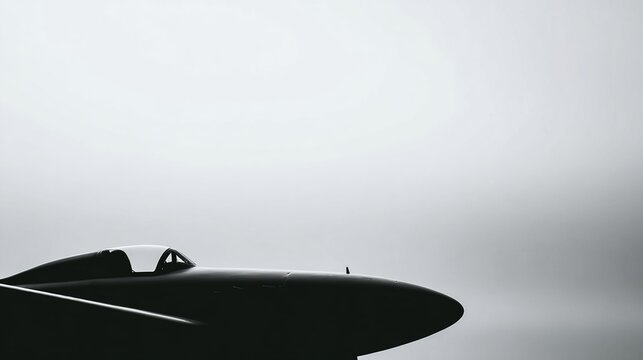 monoplane. Minimalist silhouette of a monoplane with a single wing against a gradient sky. mobility guides, transit brochures, designed for transport & logistics marketing.