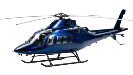 Isolated modern dark blue private passenger helicopter ready for executive transport and flight © Isabel