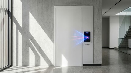 Modern Office Access Control System with Blue Laser Beam