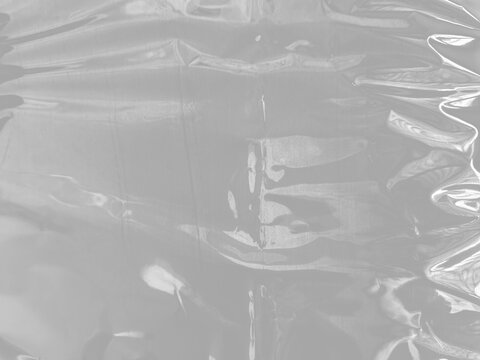 polyethylene cling wrap plastic film wrinkled texture transparent reflective highlights isolated realistic packaging material shipping