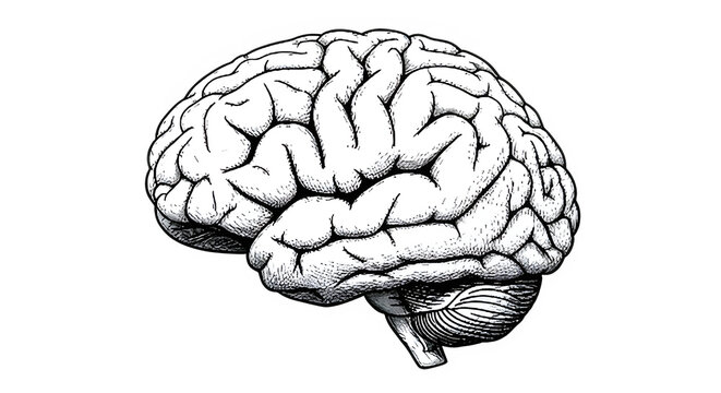 Human Brain Profile Illustration for Neuroscience Study.
