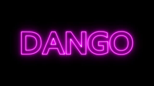Animated glowing flickering neon inscription dango. neon dango text animation