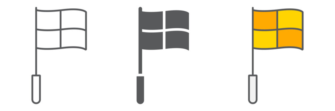 Referee flag icon set, soccer and sport, football flag sign, vector graphics, a linear pattern on a white background.