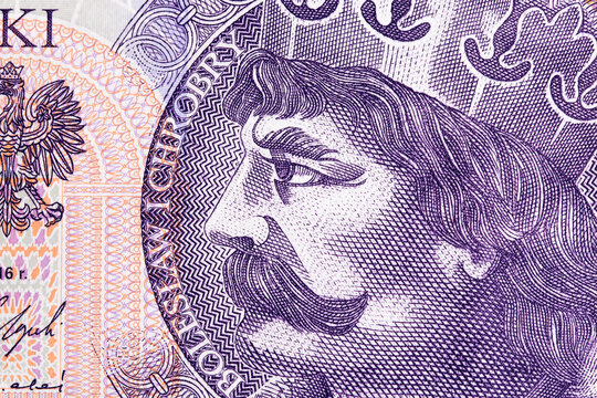 King Boleslaw I the Brave a closeup portrait from Polish money