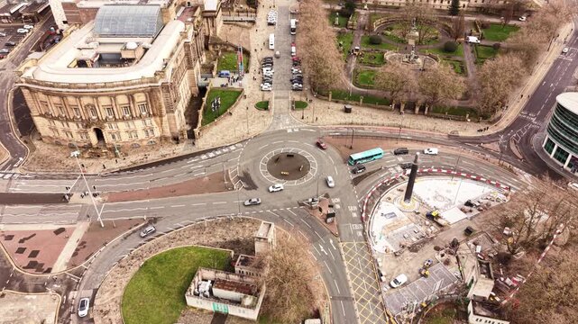 Liverpool City Centre Aerial View of City Blocks and Road Network