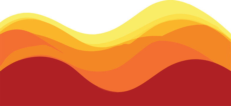 Warm abstract landscape with layered waves of orange, yellow, and red, vibrant fluid background for energetic designs, modern background, art background, layer background