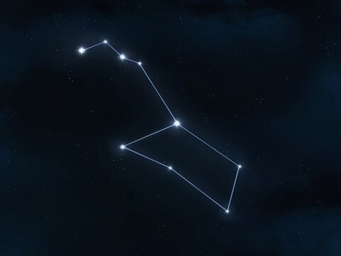 Puppis constellation in the night sky. Bright stars on a black background. Astrological image.