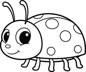 Obraz premium A cheerful cartoon ladybug with distinctive black and white features and a friendly demeanor