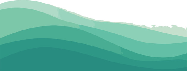 Obraz premium Cool abstract waves in shades of green and teal, forming a serene gradient background for various design needs, cool colors, abstract art, abstract shape