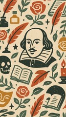 Obraz premium Vintage Shakespeare literary art mobile wallpaper