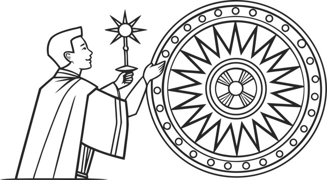 Catholic priest holding monstrance and ostensorium clergy