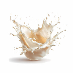 Coffee and milk splash isolated on white background